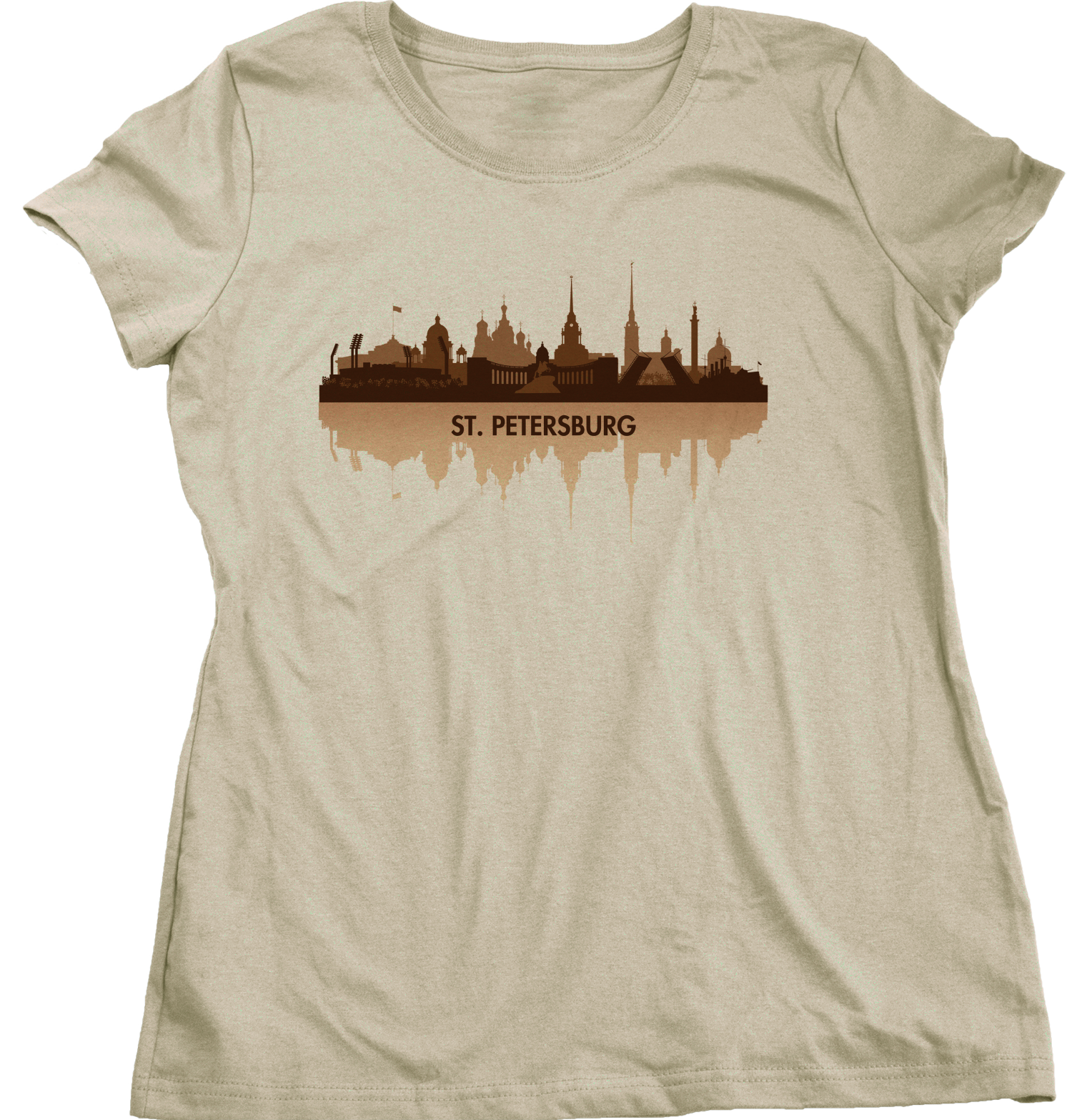 Ladies Natural St. Petersburg, Russia City Skyline - Leningrad Russian Love T-shirt