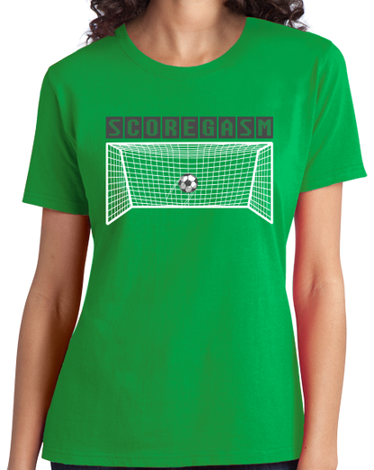 Ladies Green Scoregasm - Soccer Player Pride Humor Funny Gift Futbol T-shirt