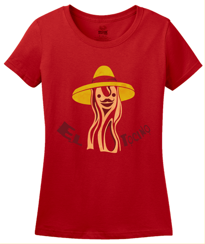 Ladies Red El Tocino - Spanish Translation Bacon Funny Espanol Bilingual T-shirt
