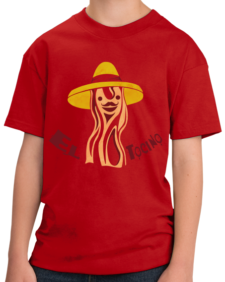 Youth Red El Tocino - Spanish Translation Bacon Funny Espanol Bilingual T-shirt