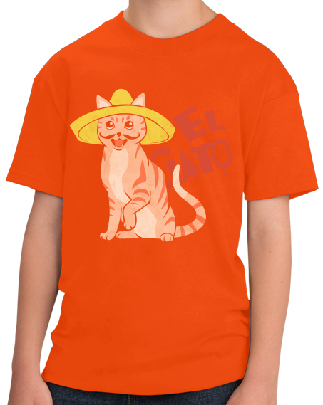 Youth Orange El Gato - Spanish Translation Cat Funny Cute Espanol Bilingual T-shirt