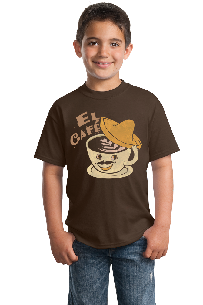 Youth Brown El Café - Spanish Translation Coffee Fun Cute Espanol Bilingual T-shirt