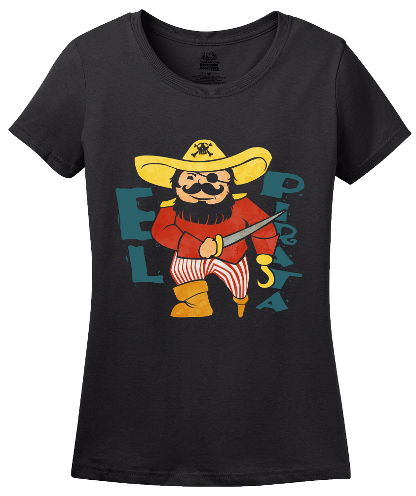 Ladies Black El Pirata - Spanish Translation Pirate Cute Funny Espanol T-shirt