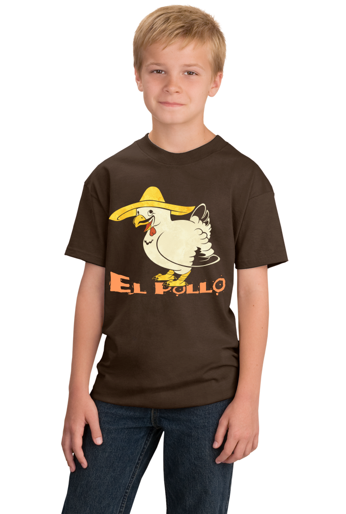 Youth Brown El Pollo - Spanish Translation Chicken Funny Cute Espanol T-shirt