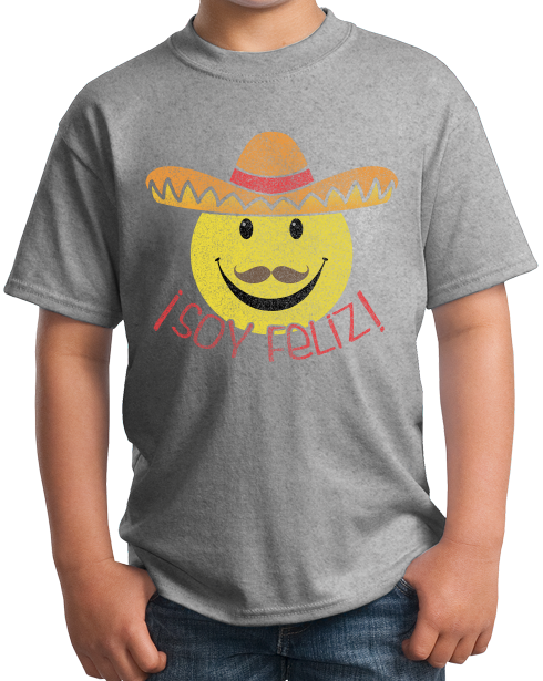 Youth Grey Soy Feliz! - Spanish Phrase I'm Happy Funny Espanol Cute Fun T-shirt