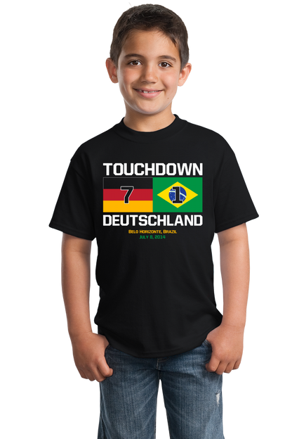 Youth Black Touchdown Deutschland - 2014 FIFA World Cup German Soccer Fan T-shirt