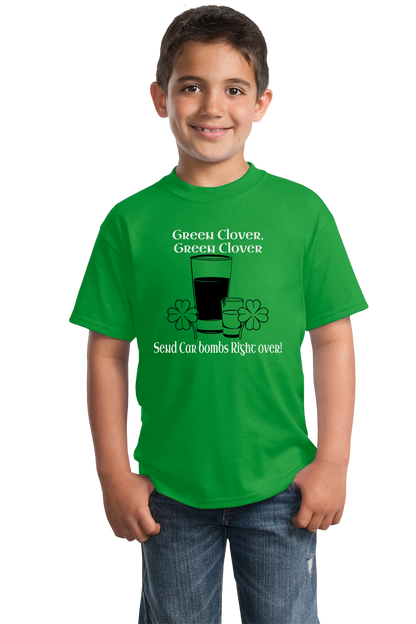 Youth Green Green Clover Green Clover Send Car Bombs Right Over T-shirt