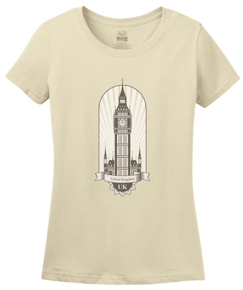 Ladies Natural Big Ben Tower - UK Pride London England British Love T-shirt