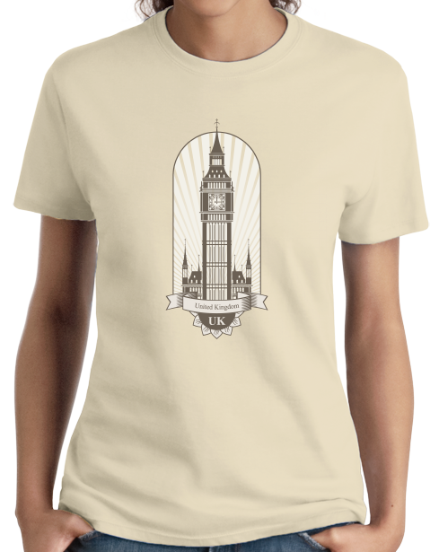 Ladies Natural Big Ben Tower - UK Pride London England British Love T-shirt