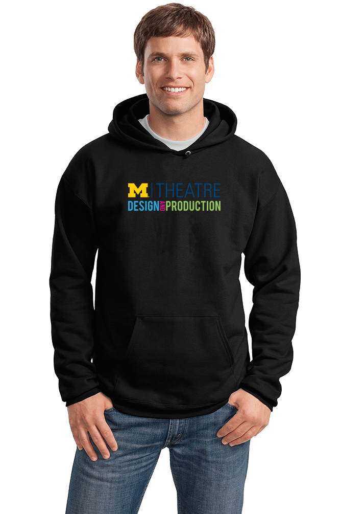Pullover Hoodie Black D&P Outline Chest Print pullover-hoodie