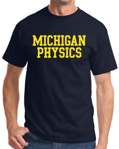 Unisex Navy Block Letter Physics Navy Tee T-shirt
