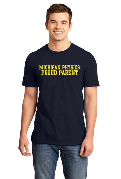 Unisex Navy Proud Parent Block Letter Navy Tee T-shirt