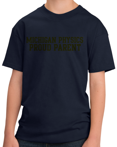 Youth Navy Proud Parent Block Letter Navy Tee T-shirt