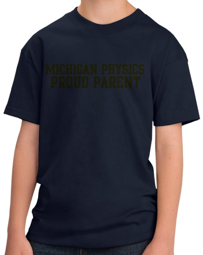 Youth Navy Proud Parent Block Letter Navy Tee T-shirt