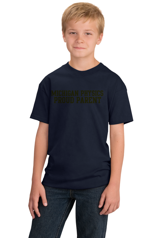 Youth Navy Proud Parent Block Letter Navy Tee T-shirt