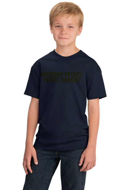 Youth Navy Proud Parent Block Letter Navy Tee T-shirt