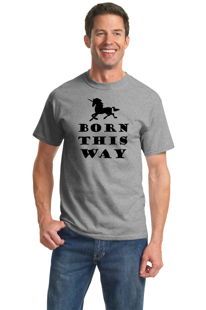 Standard Grey Born This Way - Lady Gaga LGBT Bisexual Unicorn Hipster Cool T-shirt
