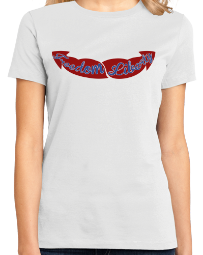 Ladies White Freedom & Liberty Guns - Merica Merican 4th of July Patriot USA T-shirt
