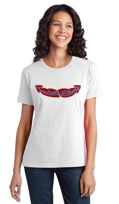 Ladies White Freedom & Liberty Guns - Merica Merican 4th of July Patriot USA T-shirt