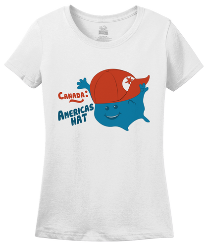 Ladies White Canada: America's Hat - 'Merica Pride Funny Insult Joke Canucks T-shirt