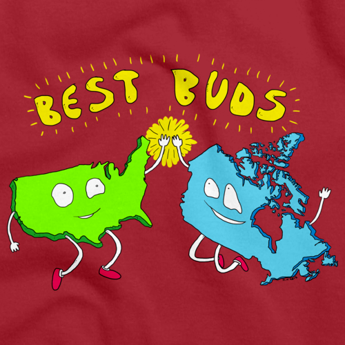 Usa & Canada = Best Buds! T-shirt Red art preview