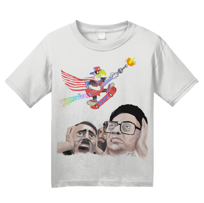 Youth White Epic Skateboarding Eagle - 4th of July Funny 'Merica X-Games T-shirt