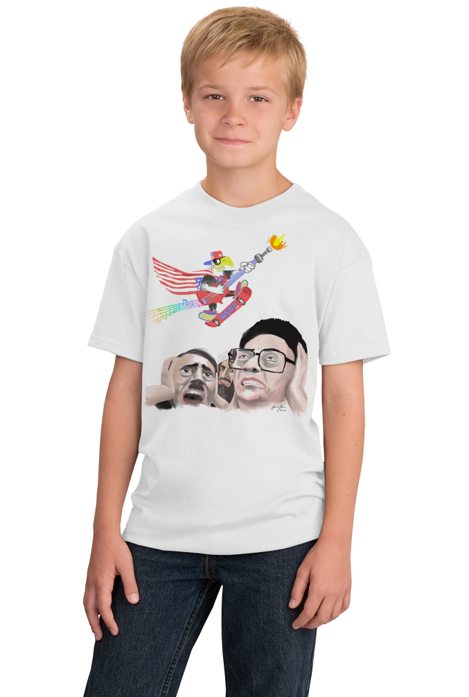 Youth White Epic Skateboarding Eagle - 4th of July Funny 'Merica X-Games T-shirt