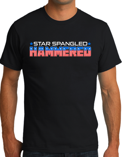 Standard Black Star Spangled Hammered - 4th of July Drunk Joke Freedom Patriot T-shirt