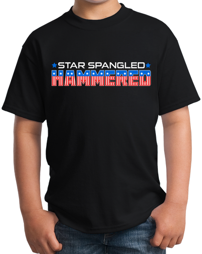 Youth Black Star Spangled Hammered - 4th of July Drunk Joke Freedom Patriot T-shirt