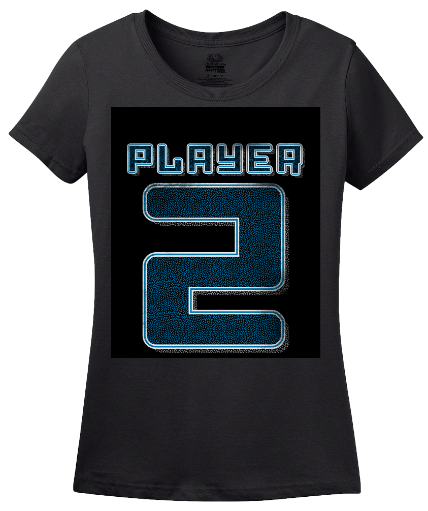 Ladies Black Player 2 (Two) - Video Game Fan Funny Halloween Gamer Costume T-shirt