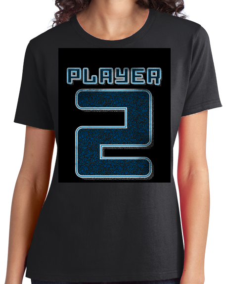 Ladies Black Player 2 (Two) - Video Game Fan Funny Halloween Gamer Costume T-shirt