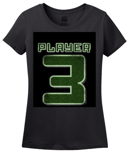 Ladies Black Player 3 (Three) - Video Game Fan Funny Halloween Gamer Costume T-shirt