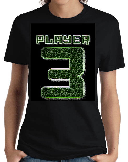 Ladies Black Player 3 (Three) - Video Game Fan Funny Halloween Gamer Costume T-shirt