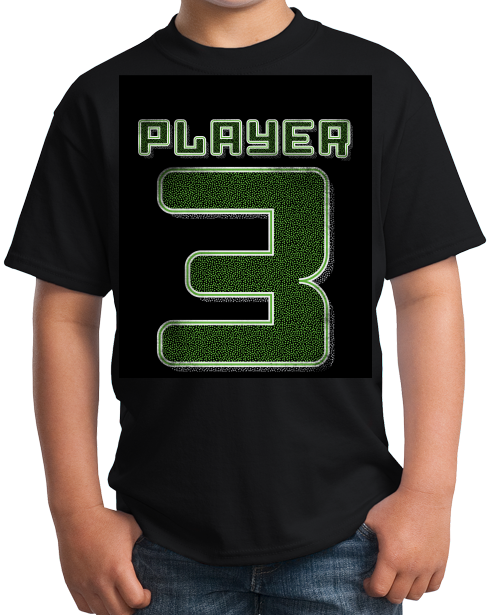 Youth Black Player 3 (Three) - Video Game Fan Funny Halloween Gamer Costume T-shirt