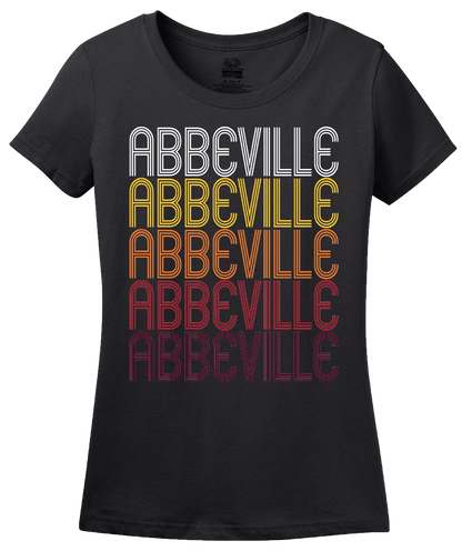Ladies Black Abbeville, AL | Retro, Vintage Style Alabama Pride  T-shirt