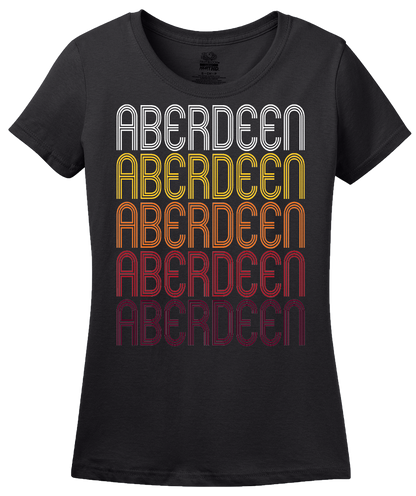 Ladies Black Aberdeen, ID | Retro, Vintage Style Idaho Pride  T-shirt