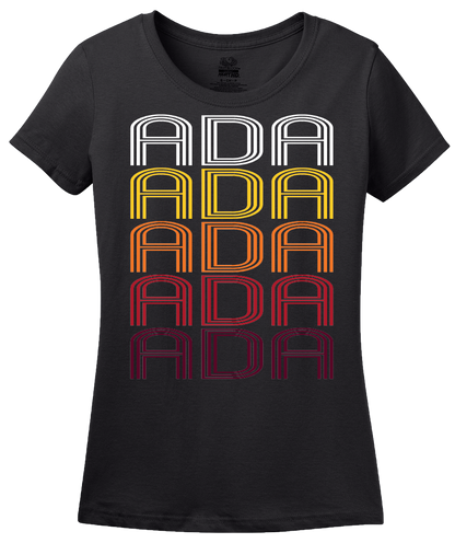 Ladies Black Ada, MN | Retro, Vintage Style Minnesota Pride  T-shirt