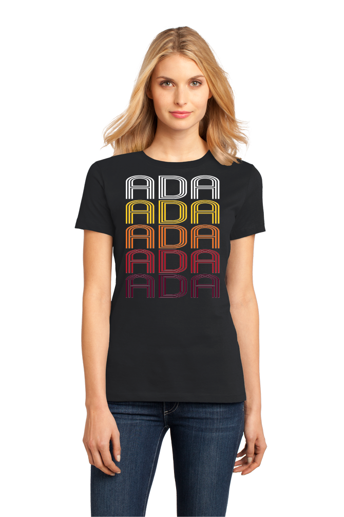 Ladies Black Ada, OK | Retro, Vintage Style Oklahoma Pride  T-shirt