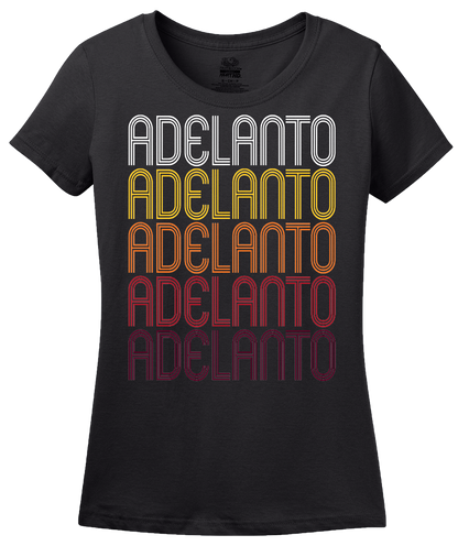 Ladies Black Adelanto, CA | Retro, Vintage Style California Pride  T-shirt