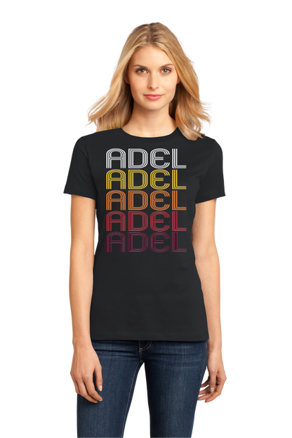 Ladies Black Adel, IA | Retro, Vintage Style Iowa Pride  T-shirt