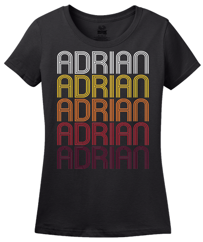 Ladies Black Adrian, MI | Retro, Vintage Style Michigan Pride  T-shirt