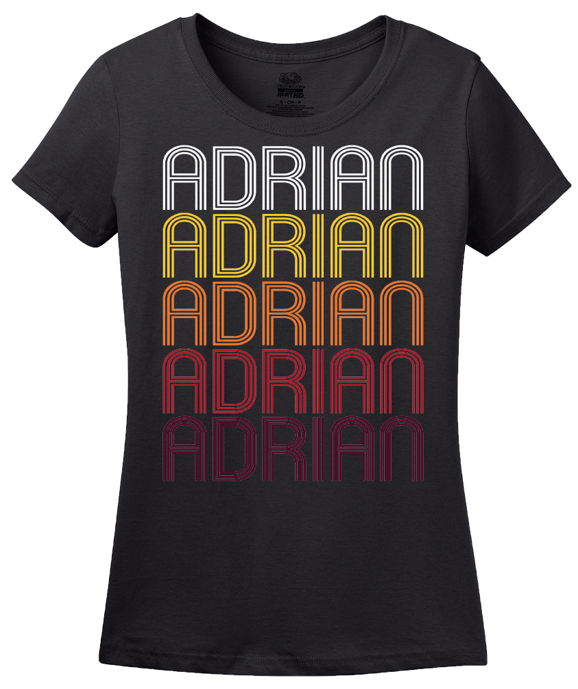 Ladies Black Adrian, MN | Retro, Vintage Style Minnesota Pride  T-shirt
