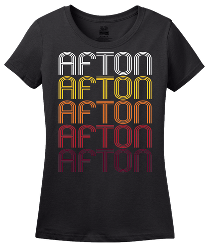 Ladies Black Afton, MN | Retro, Vintage Style Minnesota Pride  T-shirt