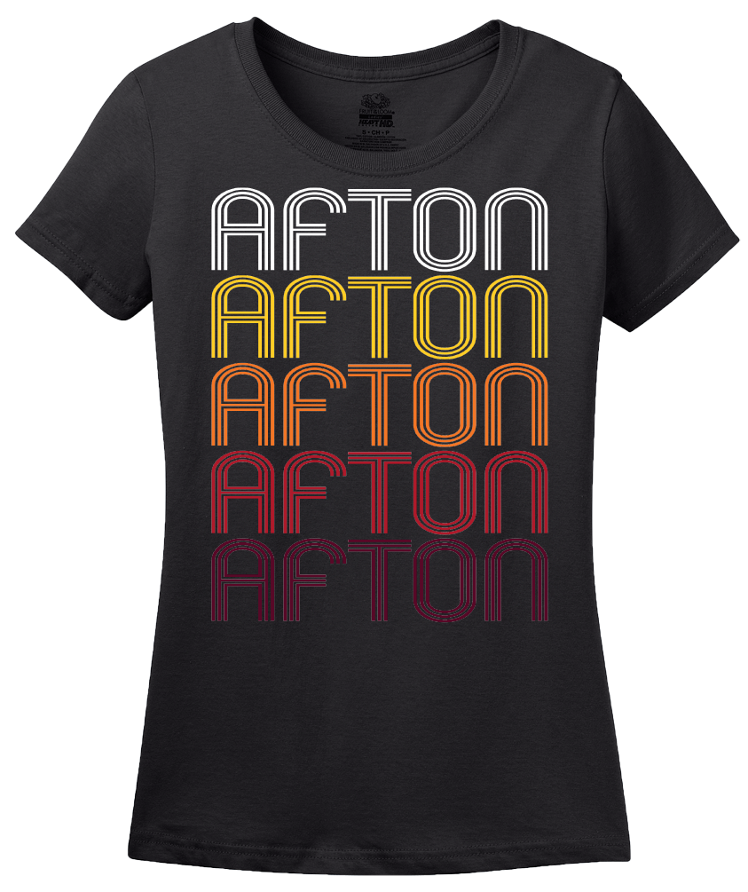 Ladies Black Afton, OK | Retro, Vintage Style Oklahoma Pride  T-shirt