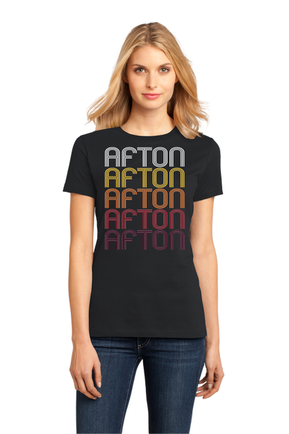 Ladies Black Afton, WY | Retro, Vintage Style Wyoming Pride  T-shirt