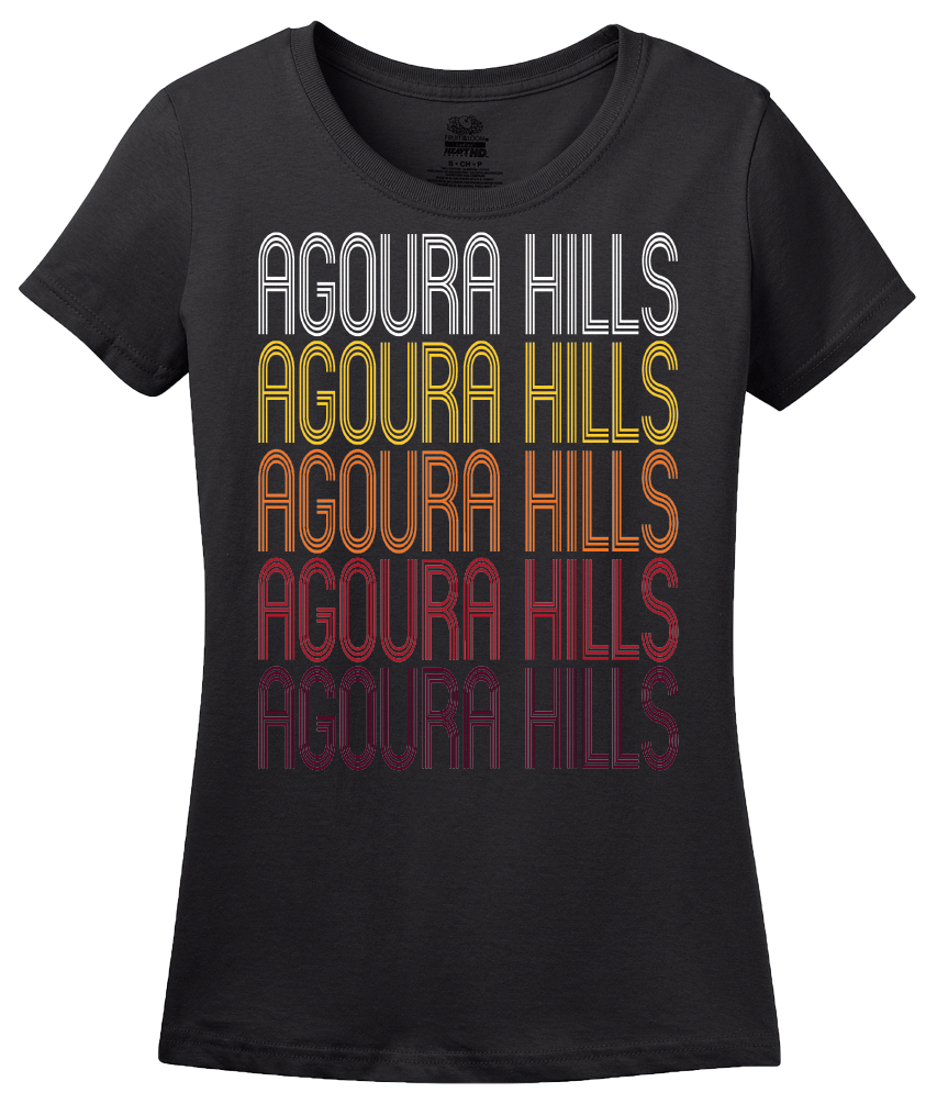 Ladies Black Agoura Hills, CA | Retro, Vintage Style California Pride  T-shirt