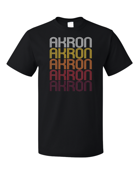 Standard Black Akron, IA | Retro, Vintage Style Iowa Pride  T-shirt