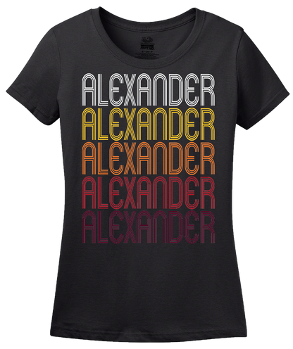 Ladies Black Alexander, AR | Retro, Vintage Style Arkansas Pride  T-shirt