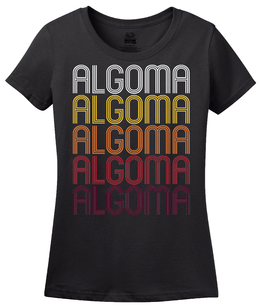 Ladies Black Algoma, WI | Retro, Vintage Style Wisconsin Pride  T-shirt