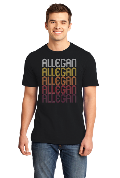 Standard Black Allegan, MI | Retro, Vintage Style Michigan Pride  T-shirt
